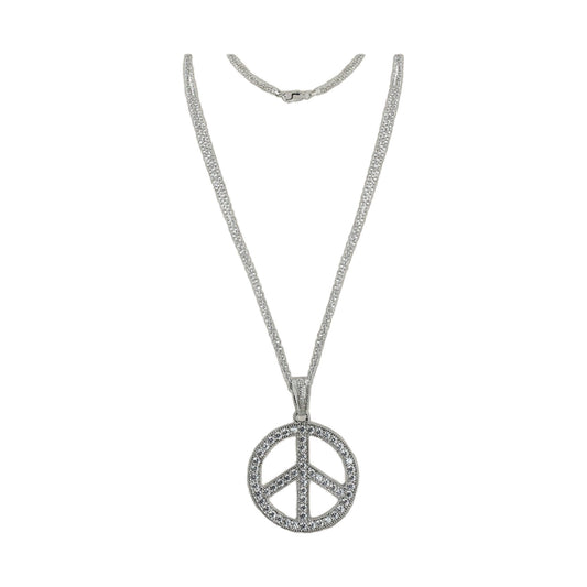 Pave Peace Necklace pendant on diamond-studded silver chain by Lauren G Adams on Tampa Home & Garden Store