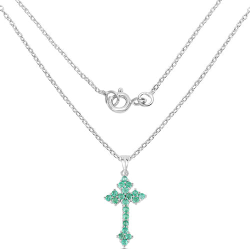 Pendant, 2.00ct Zambian emerald cross in .925 sterling silver by Bids.com on Tampa Home & Garden Store