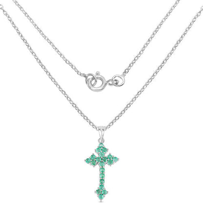 Pendant, 2.00ct Zambian emerald cross in .925 sterling silver by Bids.com on Tampa Home & Garden Store