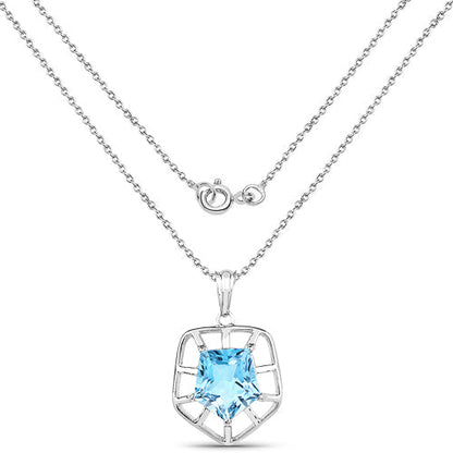 Pendant 7.60ct blue topaz in .925 sterling silver with shield frame by Bids.com on Tampa Home & Garden Store