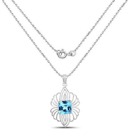 8.18ct Swiss Blue Topaz .925 Sterling Silver Pendant on chain with filigree setting by Bids.com on Tampa Home & Garden Store