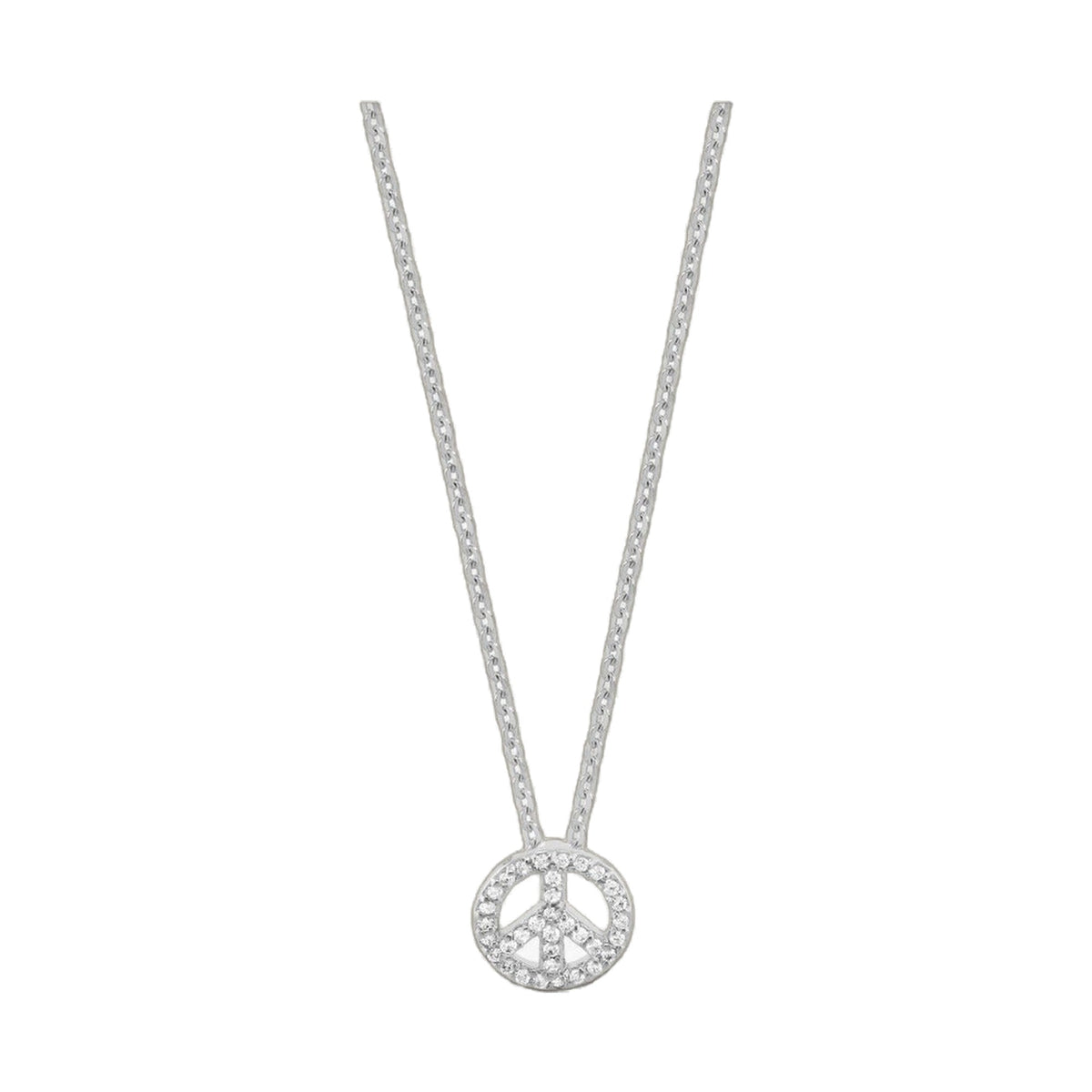 Children's Peace Sign Necklace by Lauren G Adams, silver-tone double chain with crystal pendant on Tampa Home & Garden Store
