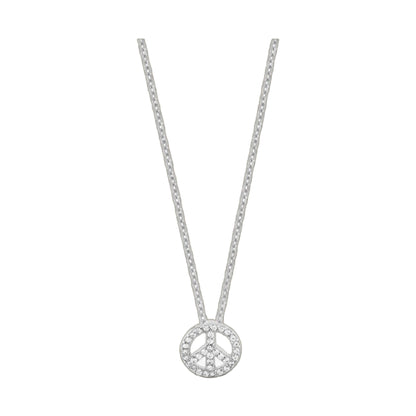 Children's Peace Sign Necklace by Lauren G Adams, silver-tone double chain with crystal pendant on Tampa Home & Garden Store