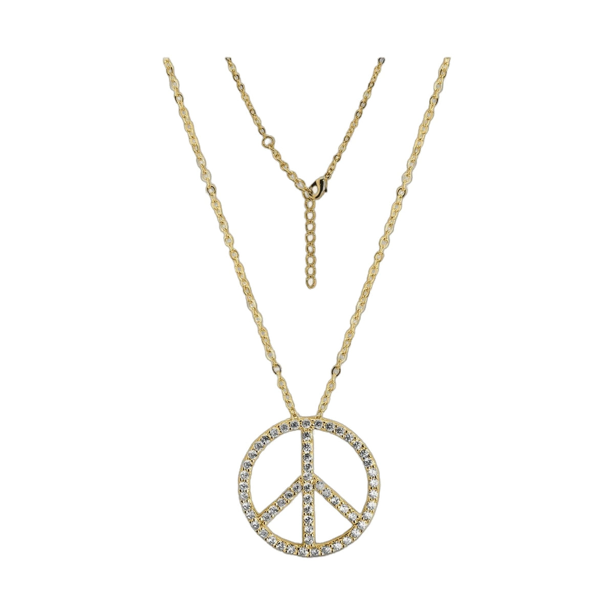 Pave Peace Pendant Necklace, gold-tone with pavé crystals and peace symbol, Lauren G Adams on Tampa Home & Garden Store
