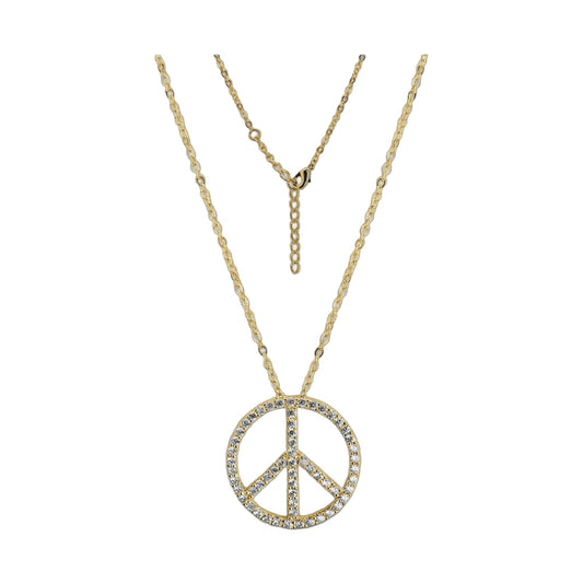 Pave Peace Pendant Necklace, gold-tone with pavé crystals and peace symbol, Lauren G Adams on Tampa Home & Garden Store