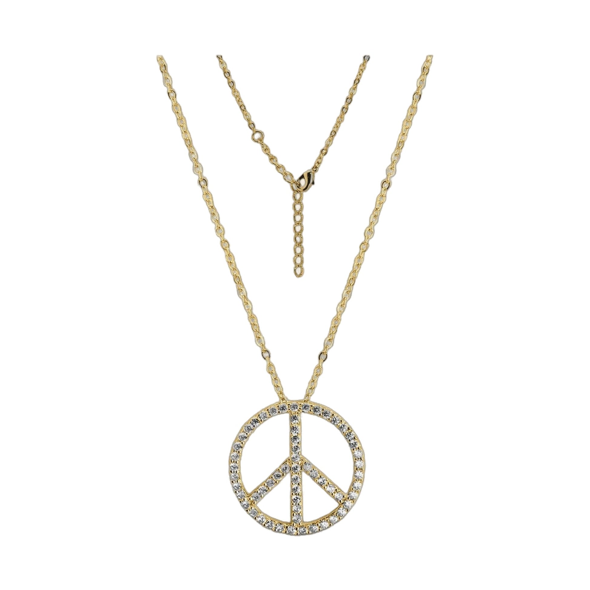 Pave Peace Necklace pendant in gold-tone with pave crystals chain by Lauren G Adams on Tampa Home & Garden Store