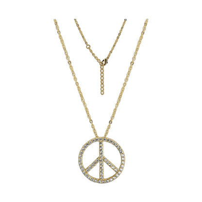 Pave Peace Necklace pendant in gold-tone with pave crystals chain by Lauren G Adams on Tampa Home & Garden Store