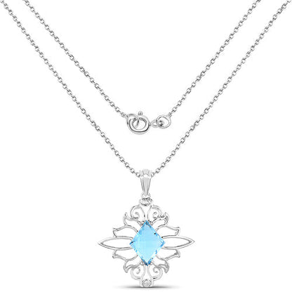 Sterling silver pendant with 5.15 ct Swiss blue topaz in ornate frame by Bids.com on Tampa Home & Garden Store