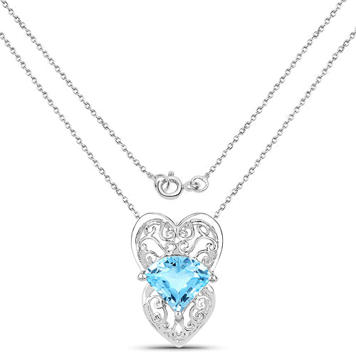 Heart-shaped pendant in sterling silver with Swiss blue topaz by Bids.com on Tampa Home & Garden Store
