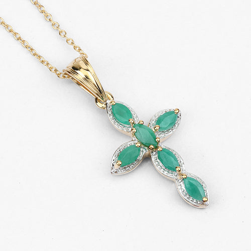 Emerald-green four-leaf clover pendant, 18K yellow gold plated over sterling silver on Tampa Home & Garden Store