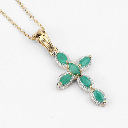 Emerald-green four-leaf clover pendant, 18K yellow gold plated over sterling silver on Tampa Home & Garden Store