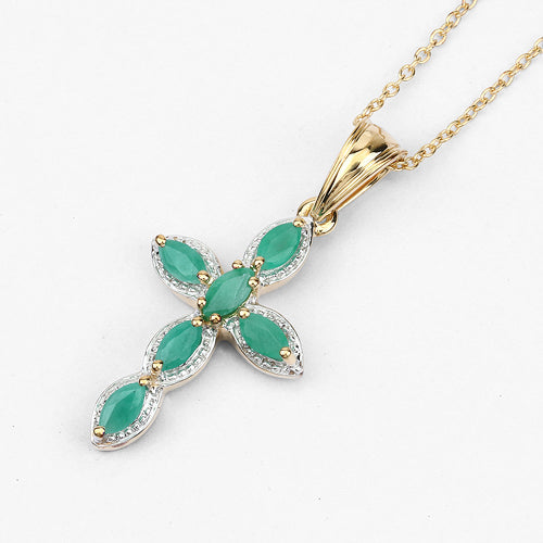 Emerald pendant necklace with green emeralds, 18K gold-plated over sterling silver, Bids.com on Tampa Home & Garden Store