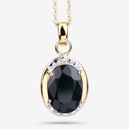 7.50 Carat Black Sapphire .925 Sterling Silver Pendant with gold halo Bids.com on Tampa Home & Garden Store