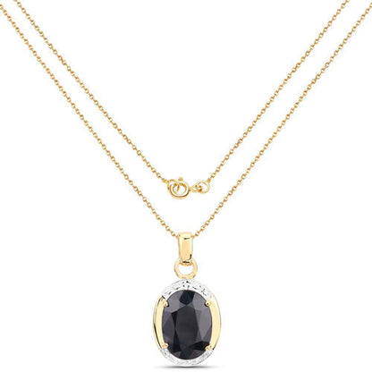 7.50 Carat Genuine Black Sapphire Pendant on gold-tone two-layer chain necklace by Bids.com on Tampa Home & Garden Store