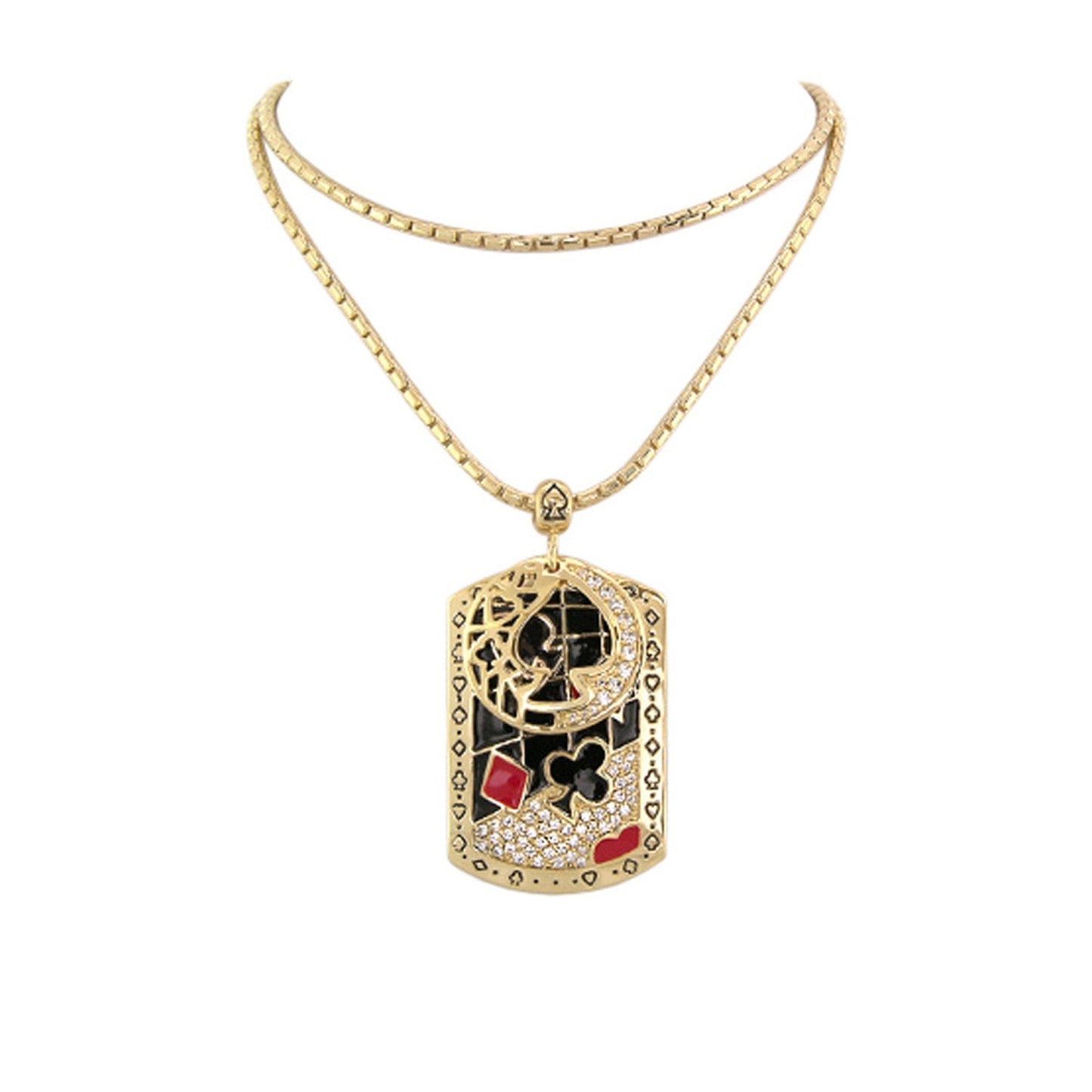Art Deco pendant necklace gold-tone with card-suit tag pendant by Lauren G Adams on Tampa Home & Garden Store