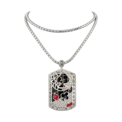 Art Deco pendant necklace with silver-tone chain and card-suit tag pendant by Lauren G Adams on Tampa Home & Garden Store