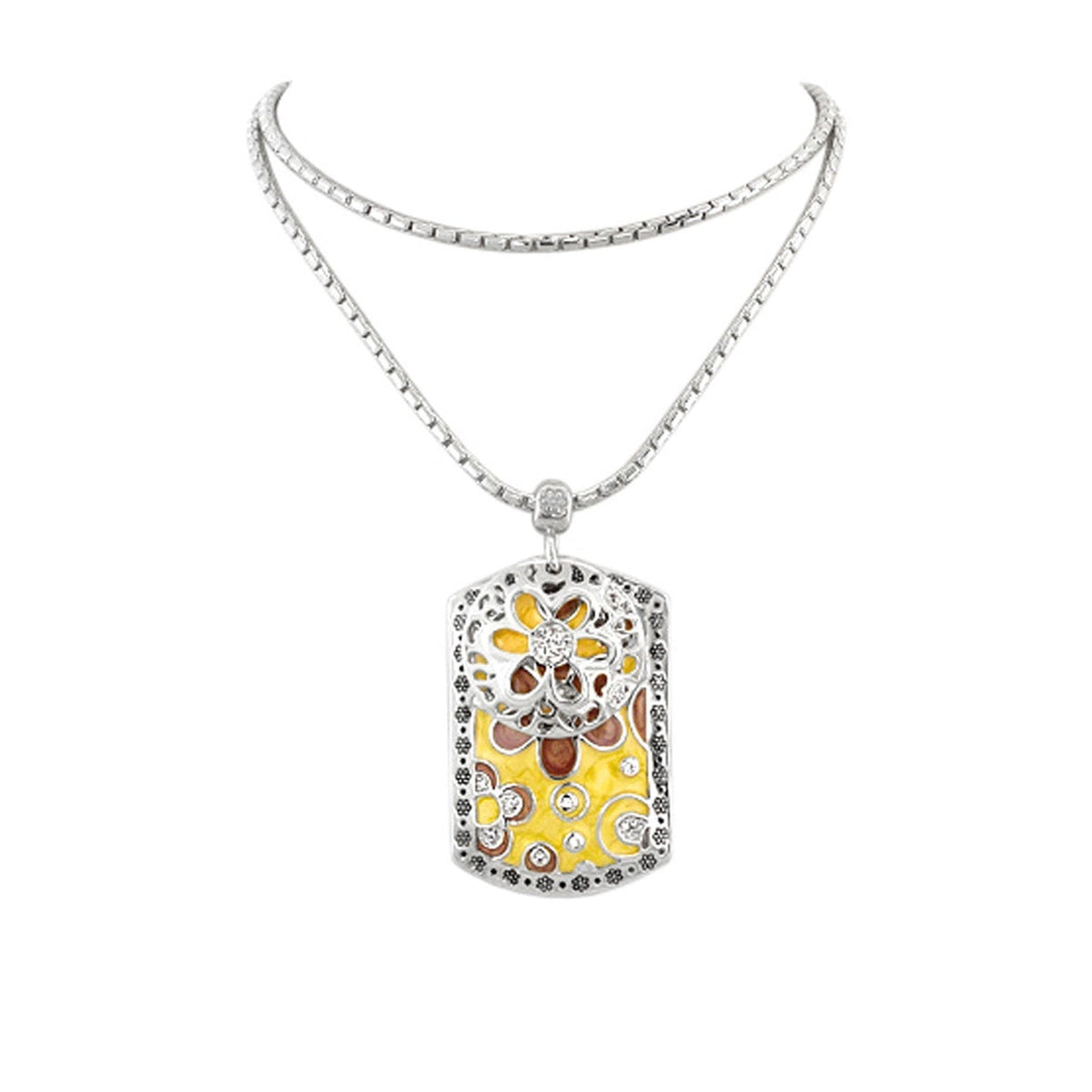 Pendant necklace Art Deco Daisy Filigree charm by Lauren G Adams on silver chain with enamel on Tampa Home & Garden Store