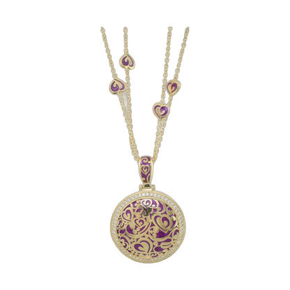 Hidden Hearts Pendant by Lauren G Adams, gold-tone chain with purple heart filigree, on Tampa Home & Garden Store