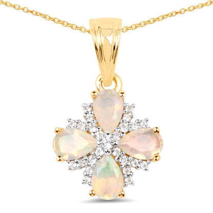 14K yellow gold plated opal and white topaz pendant on sterling silver chain, Bids.com on Tampa Home & Garden Store