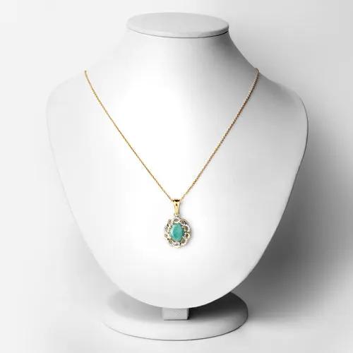 2.78 ct emerald and white topaz pendant on gold-tone chain with sterling silver setting on Tampa Home & Garden Store