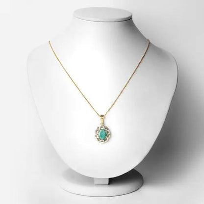 2.78 ct emerald and white topaz pendant on gold-tone chain with sterling silver setting on Tampa Home & Garden Store