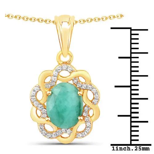 Emerald and White Topaz pendant by Bids.com, gold-tone oval emerald with pave halo on Tampa Home & Garden Store