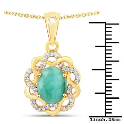 Emerald and White Topaz pendant by Bids.com, gold-tone oval emerald with pave halo on Tampa Home & Garden Store