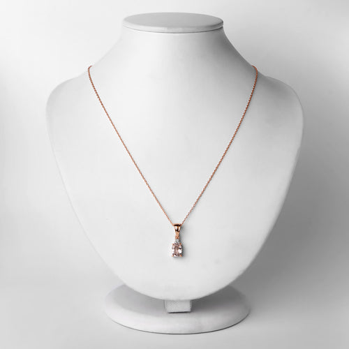 Pendant: 1.12ct Morganite and white topaz on rose-gold chain, sterling silver, Bids.com on Tampa Home & Garden Store