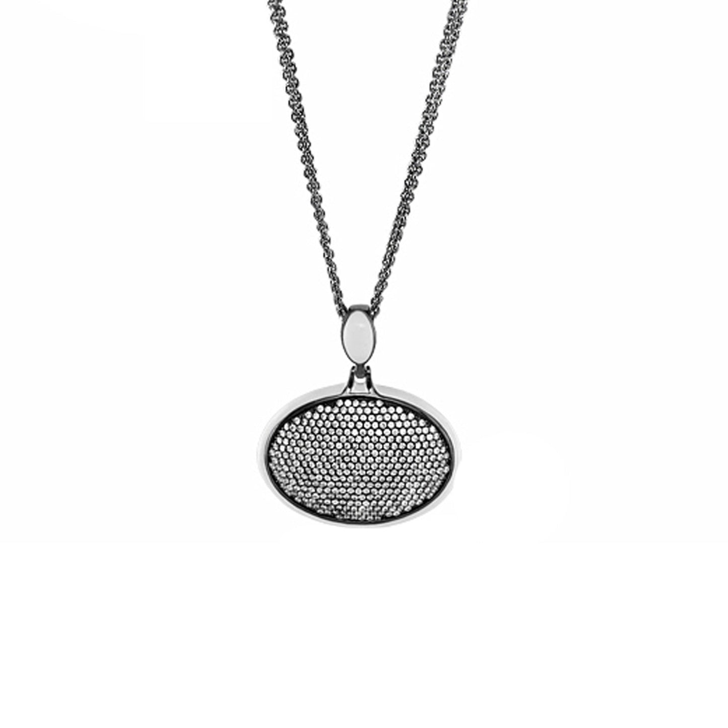 The Glam Necklace silver-tone oval pendant with dotted texture on a chain by Lauren G Adams on Tampa Home & Garden Store