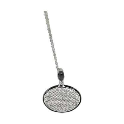The Glam Necklace by Lauren G Adams, silver pavé round pendant on a delicate chain on Tampa Home & Garden Store