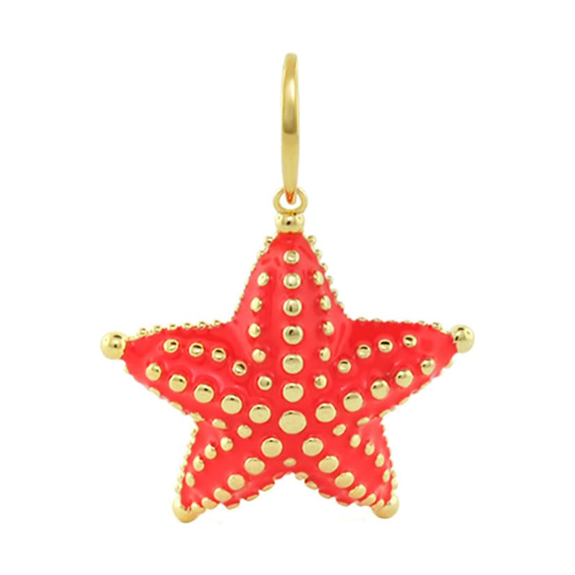 Eau Starfish Pendant and Red Enameled Charm