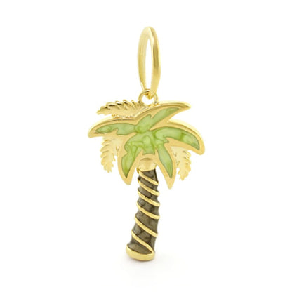 18K Gold Palm Tree Pendant by Lauren G Adams with green enamel leaves on Tampa Home & Garden Store
