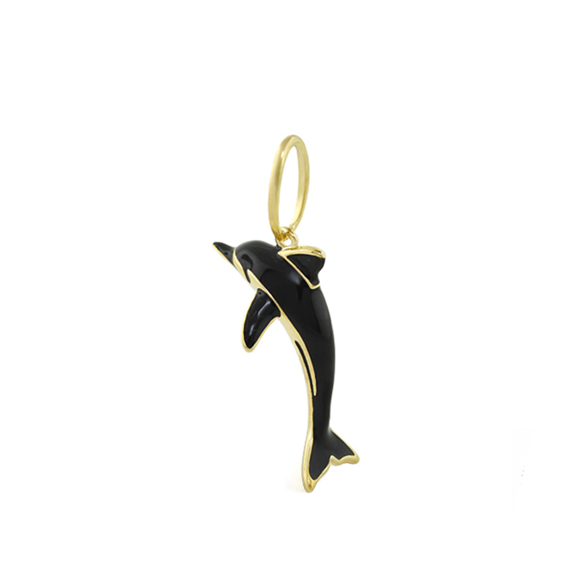 Eau Dolphin pendant in black enamel with gold trim, Lauren G Adams sea life pendant on Tampa Home & Garden Store