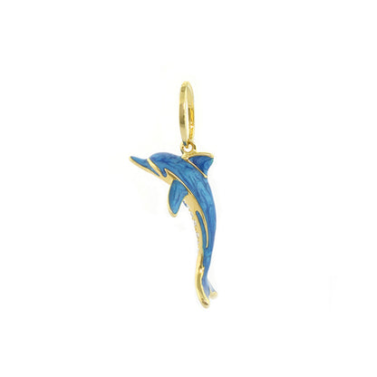 Eau Dolphin Pendant blue enamel dolphin with gold-tone setting sea life pendant on Tampa Home & Garden Store