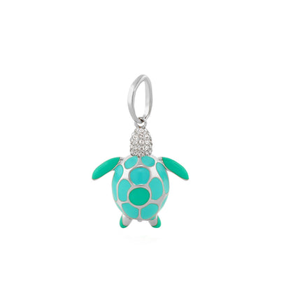 Eau Sea Turtle Pendant turquoise enamel shell with crystal cap by Lauren G Adams charm on Tampa Home & Garden Store