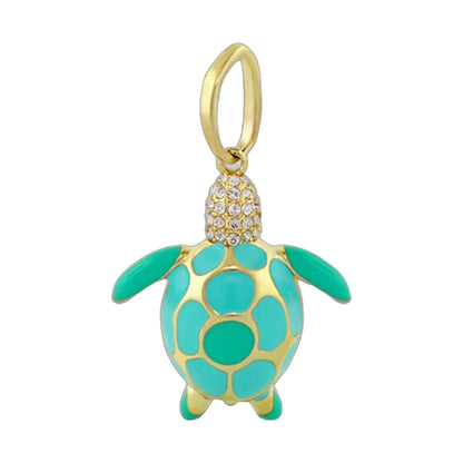 Eau Sea Turtle Pendant in turquoise enamel with gold outlining and crystal neck details on Tampa Home & Garden Store