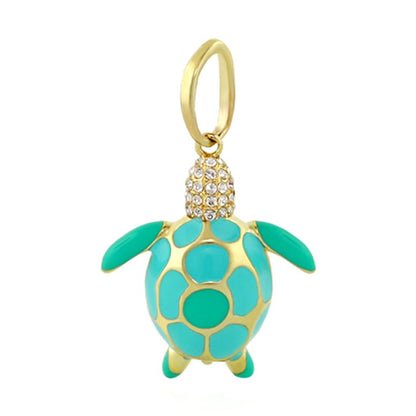 Eau Sea Turtle Pendant, Lauren G Adams, gold turtle with turquoise shell and crystal bail on Tampa Home & Garden Store