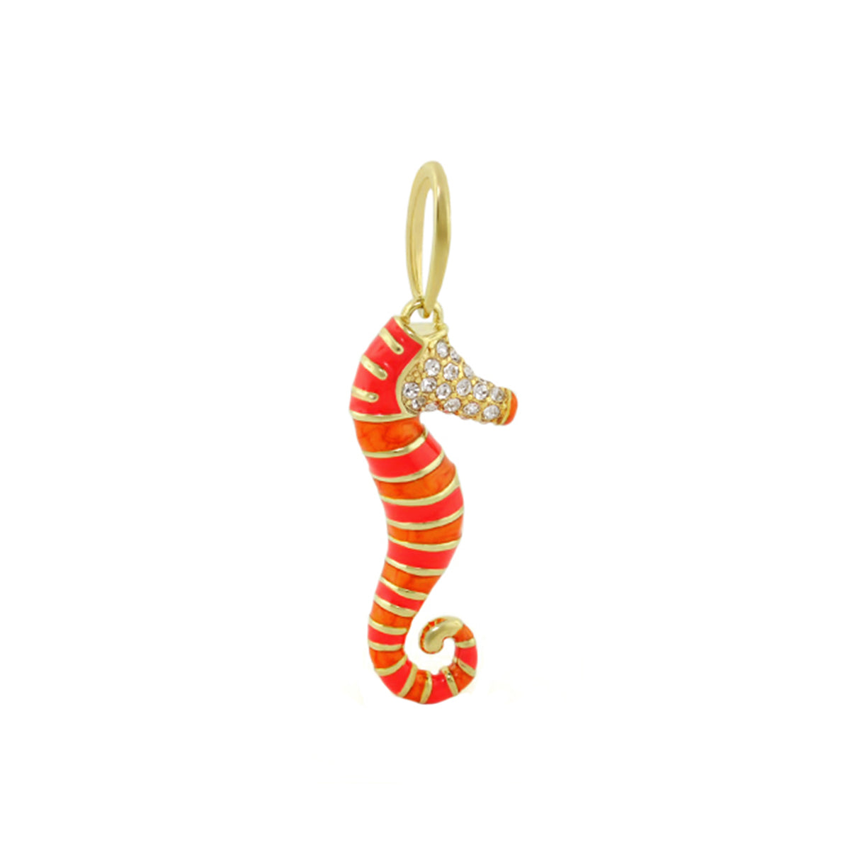 Eau Seahorse Pendant by Lauren G Adams, red enamel seahorse with crystal head on Tampa Home & Garden Store