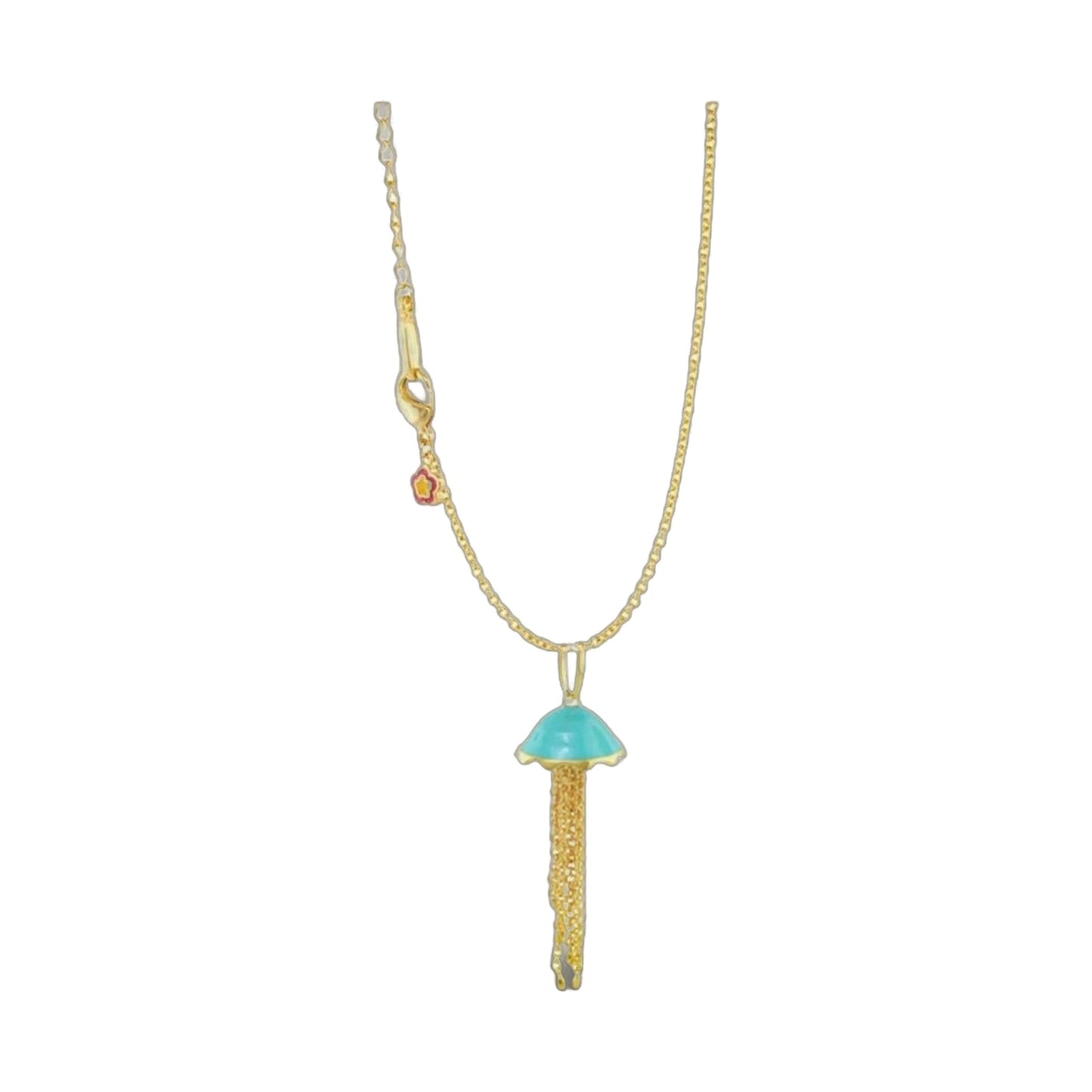Eau Jellyfish Pendant by Lauren G Adams jellyfish charm on two gold-tone chains with tassel on Tampa Home & Garden Store