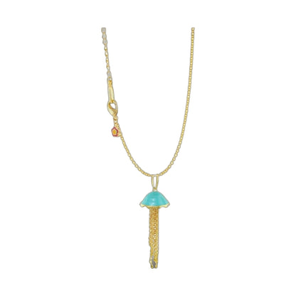 Eau Jellyfish Pendant by Lauren G Adams jellyfish charm on two gold-tone chains with tassel on Tampa Home & Garden Store