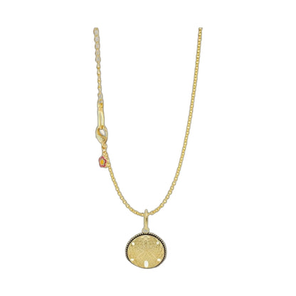 Eau Sand Dollar Pendant by Lauren G Adams on gold chain with sand dollar medallion charm on Tampa Home & Garden Store