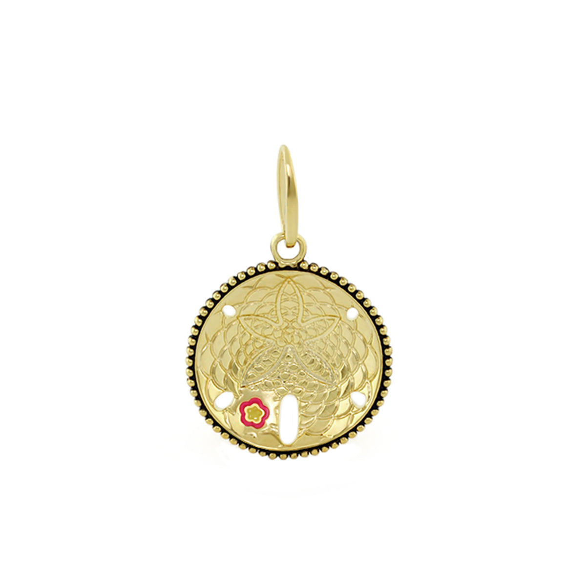 Eau Sand Dollar Pendant gold-tone round charm with beaded bezel by Lauren G Adams on Tampa Home & Garden Store