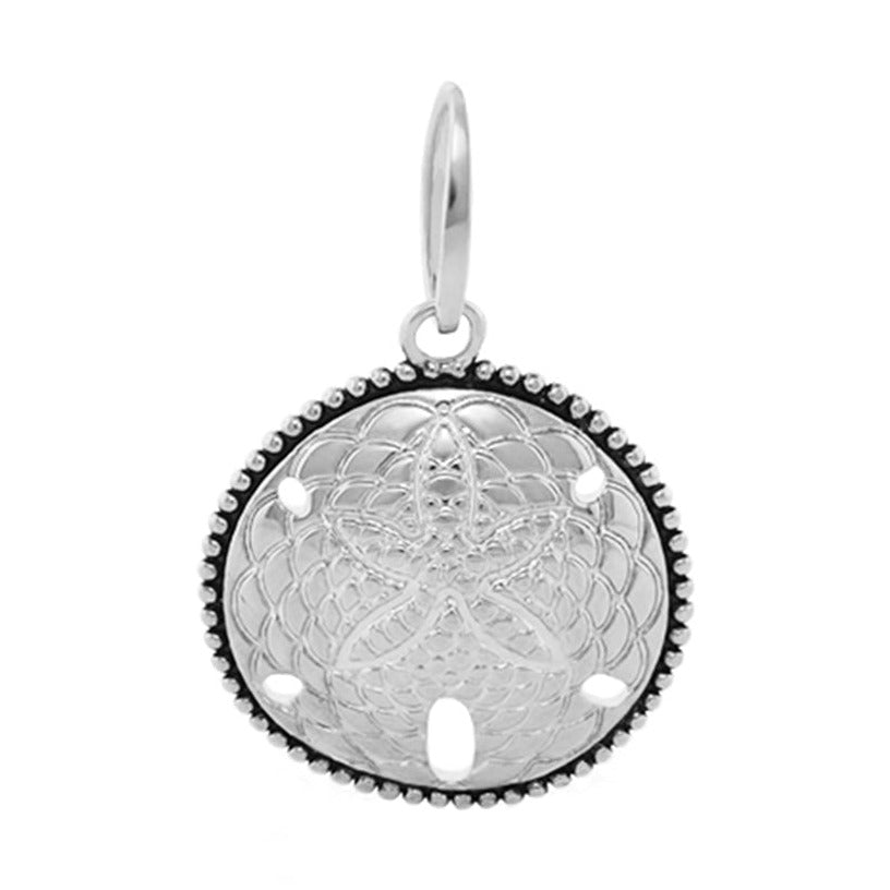 Eau Sand Dollar Pendant, silver-toned circular charm with beaded edge by Lauren G Adams on Tampa Home & Garden Store