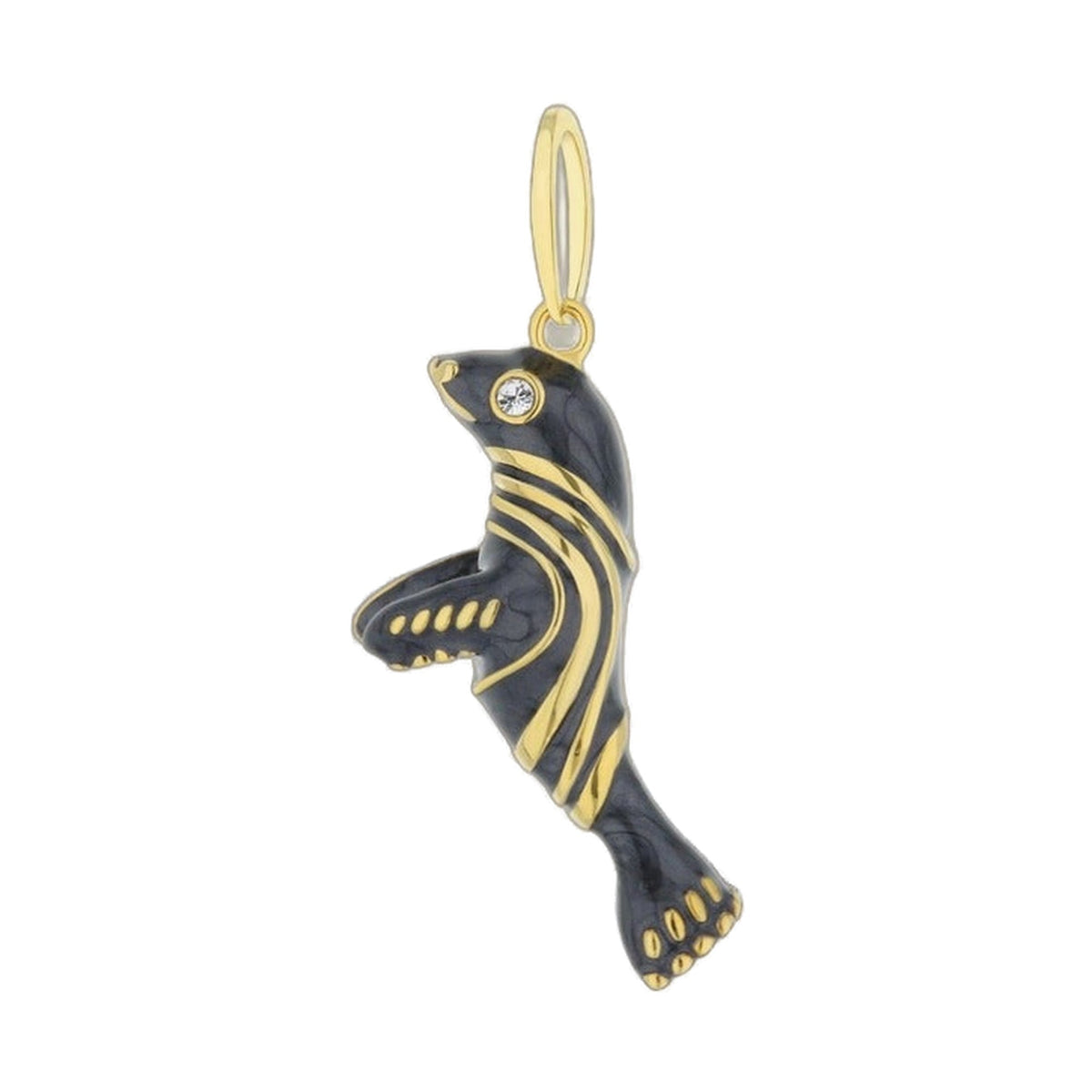 Eau Sea Lion Pendant in black enamel with gold-tone stripes by Lauren G Adams on Tampa Home & Garden Store