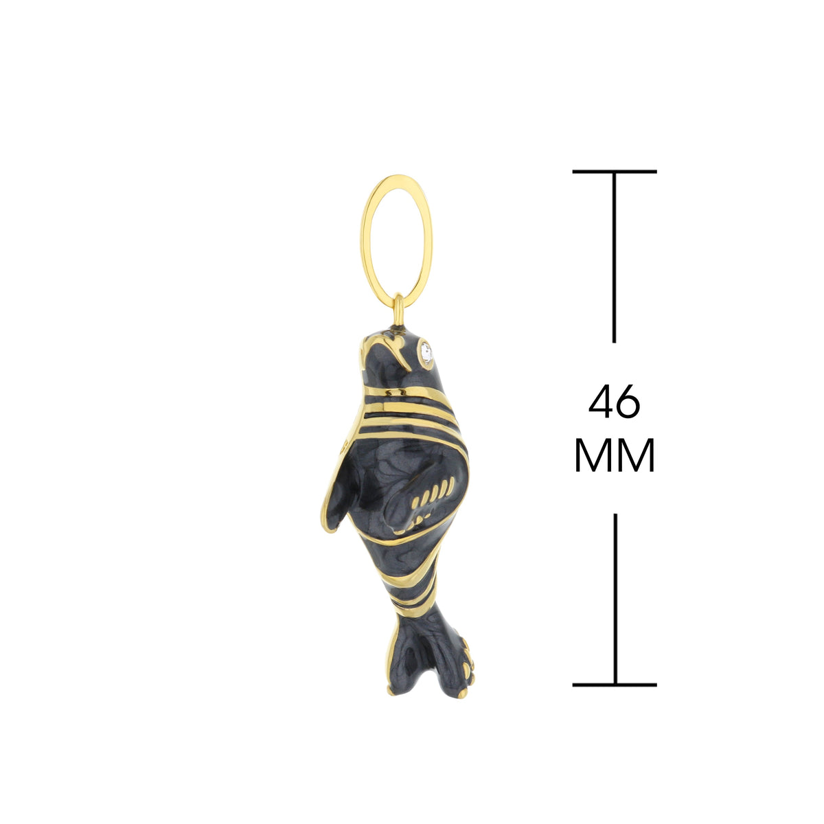 Eau Sea Lion Pendant charm with gold-tone bail and black-gold striped sea lion figure on Tampa Home & Garden Store