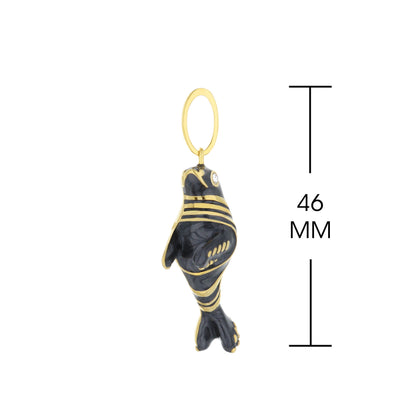 Eau Sea Lion Pendant charm with gold-tone bail and black-gold striped sea lion figure on Tampa Home & Garden Store
