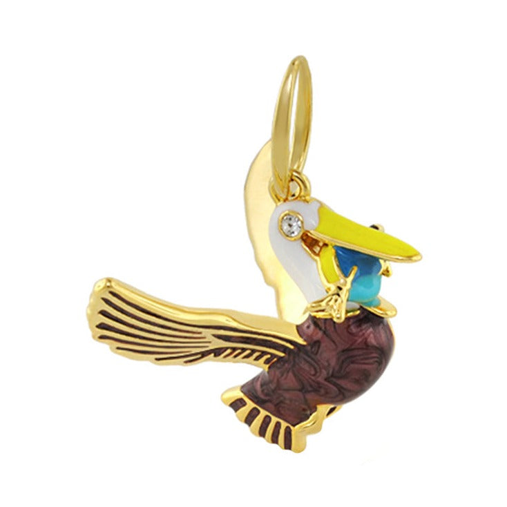 Eau Seagull Pendant gold-tone gull pendant with white head yellow beak blue neck brown body on Tampa Home & Garden Store