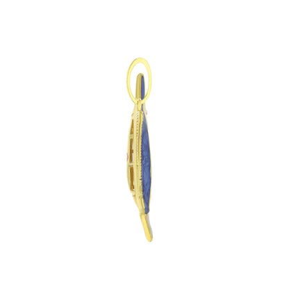 Eau Swordfish Pendant gold-tone frame with blue enamel inlay on Tampa Home & Garden Store