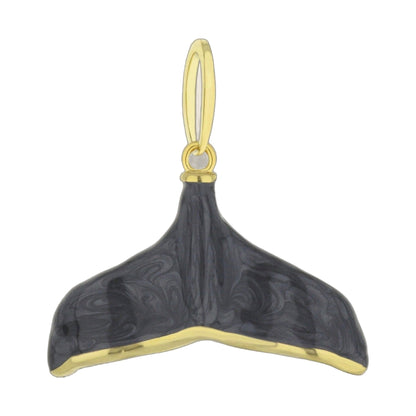 Whale Tail Pendant necklace gold-tone bail with black marbled tail on Tampa Home & Garden Store