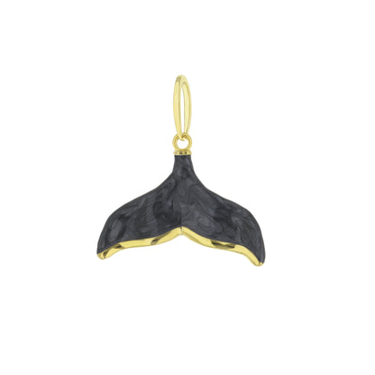 Whale Tail Pendant necklace, black marbled resin with gold-tone edge and bail by Lauren G Adams on Tampa Home & Garden Store